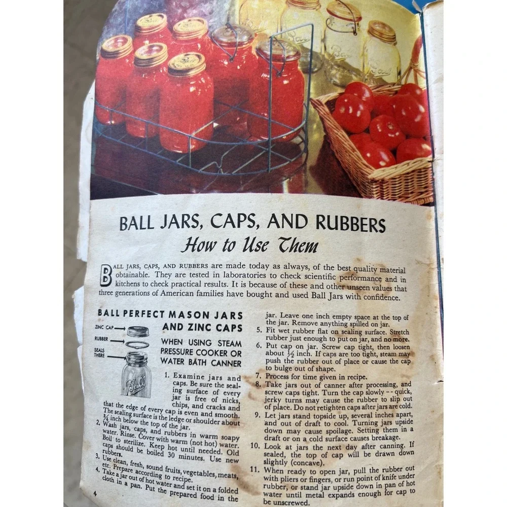 VTG Ball Blue Book Edition W Canning Preserving Recipes Guide Indiana 1944